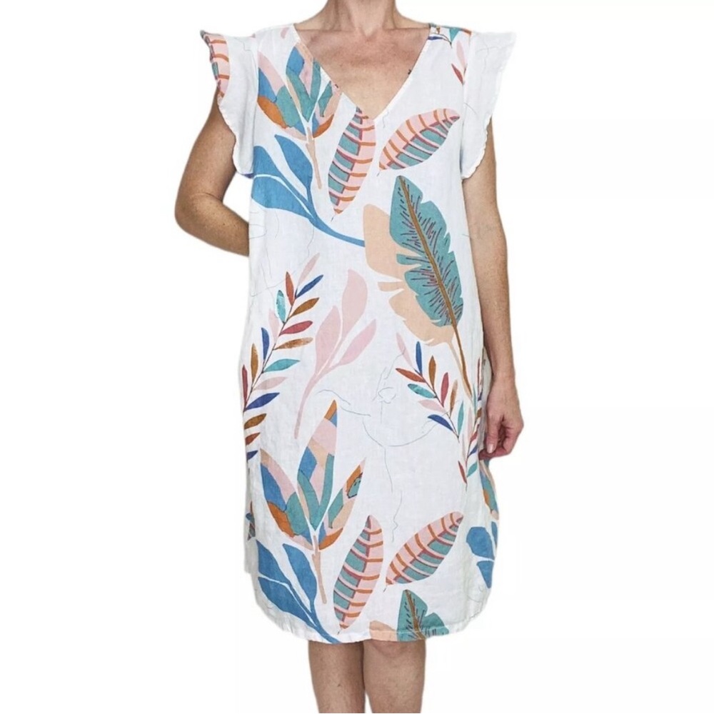 Cynthia Rowley 100% Linen knee length dress.